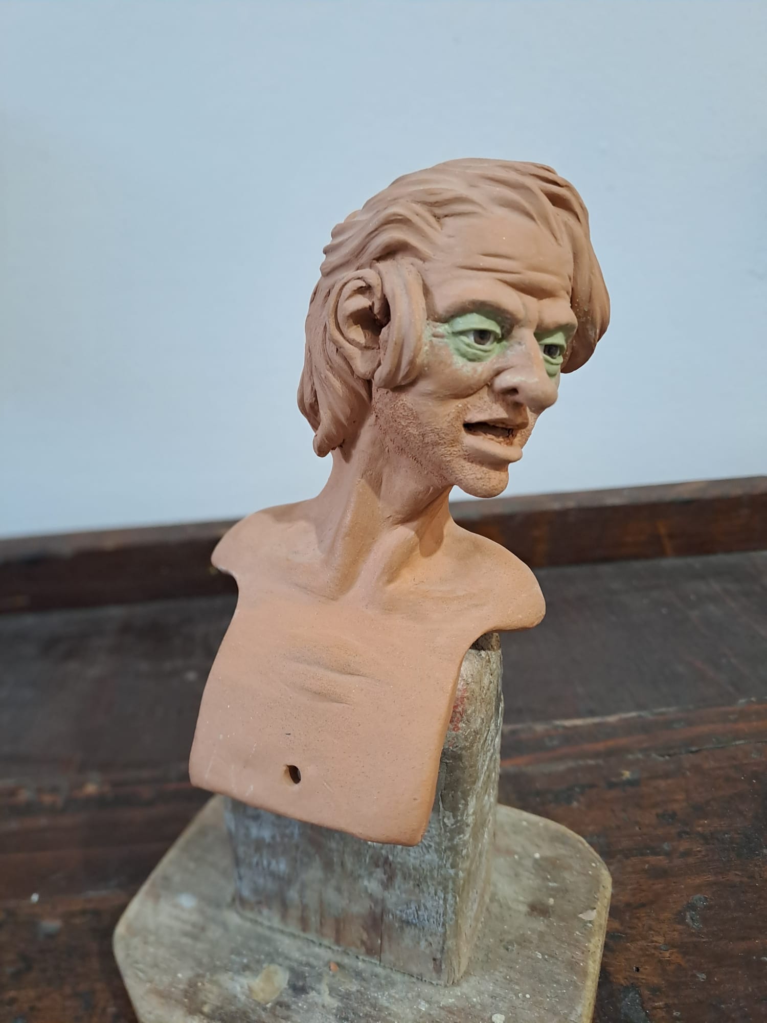 Testina di mandriano da 40 cm modellato a mano, da completare - Occhi di vetro